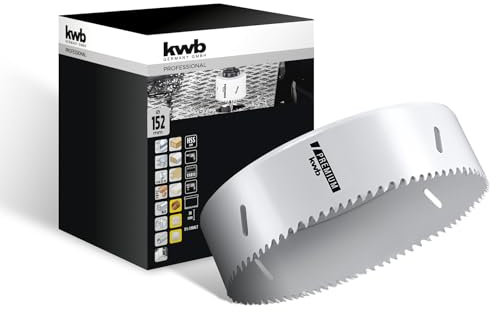 kwb Scie cloche bi-métal HSS Ø 152 mm, 8% allié au cobalt avec denture Vario progressive et haute précision pour une utilisation polyvalente