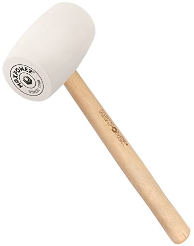 Gummihammer 680g MAXPOWER Fliesenhammer Weißer Pflasterhammer mit Holzgriff Ø 60 mm