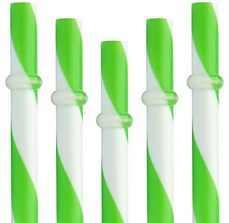 Dakoufish BPA Free 12 Piece 9 Inch Reusable Plastic Thick Drinking Straws for Mason Jar Rambler Big Stripe（9inch，Green）