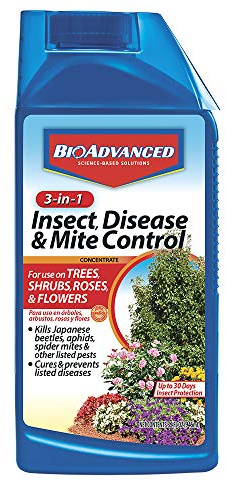 BioAdvanced 3-in-1 Insect, Disease, and Mite Control Concentrate - Insecticide, Fungicide & Miticide - Mix & Spray - Prevents Listed Pests and Diseases - Up to 30 Days Protection - 32 oz Bottle