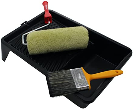 ProDec 9 inch x 1.75 4 piece Padded Masonry Roller, 9 - Frame | 4 Brush and 11 Tray Set, Heavy Duty Paint Roller Set for Painting with Smooth and Textured Masonry Paints on Exterior Walls