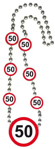 Folat 8714572287500 Geburtstags-Halskette mit Verkehrsschildern – 50 Geburtstag