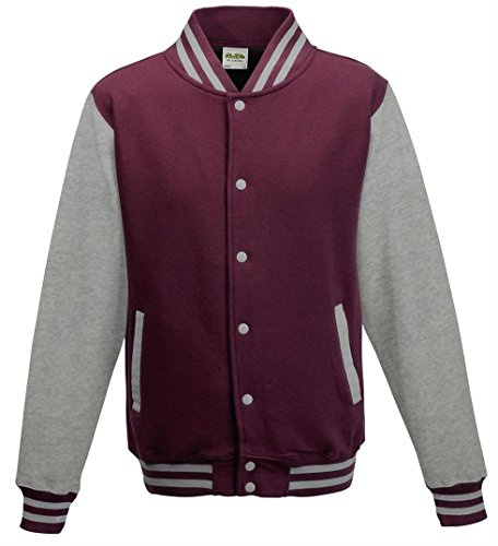 Just Hoods by AWDis Varsity Letterman College Jacket Burgundy/Heather Grey XXL