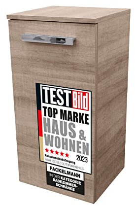 FACKELMANN Unterschrank A-VERO / Badschrank mit gedämpften Scharnieren / Maße (B x H x T): ca. 35 x 69 x 32 cm / hochwertiger Schrank fürs Badezimmer / Korpus: Braun hell / Front: Braun hell