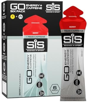 Science in Sport GO Energy Gel + Koffein Gel 6 x 60ml Beerengeschmack, Vegan - Gel mit 75mg Koffein & 22g Kohlenhydrate, Energie für Ausdauersportler