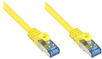 Kabelmeister® Cat.6A Ethernet LAN Patchkabel mit Rastnasenschutz - S/FTP, PiMF, PVC, 500MHz, halogenfrei- 10-Gigabit-fähig - gelb, 2m