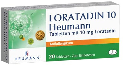 LORATADIN 10 Heumann, Antiallergikum bei Heuschnupfen, 20 Tabletten | Bei allergischem Schnupfen (Heuschnupfen) und chronischer Nesselsucht, lindert Symptome wie Nasen-, Augenjucken und Rötungen