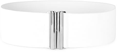 BlackButterfly 3-Zoll elastischen Flach Schnalle Gürtel (Weiß, S)