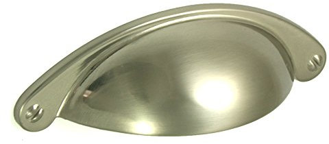 Brushed Nickel Shaker Style Cup Handle. Kitchen or Cupboard Handles