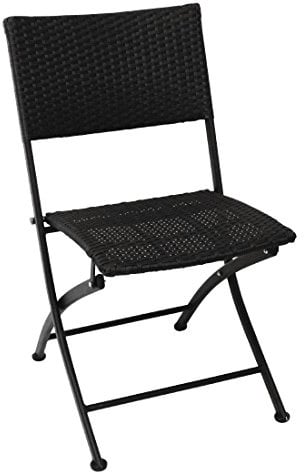 Bolero - GL303 Klappstuhl-Set aus Polyethylen-Geflecht, für Außenbereich, Garten, Terrasse, Catering, Veranstaltungen, schwarz, 2 Stück