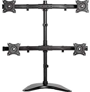 Newstar NM-D335D4BLACK Tilt/Turn/Rotate Quad Desk Mount (stand, clamp & grommet) for four 10-27 Monitor Screens, Height Adjustable - Black