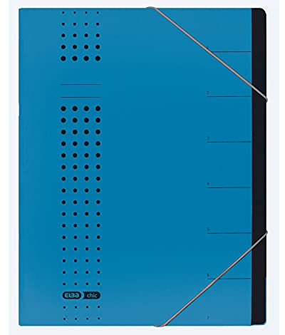 Elba Ordnungsmappe chic, Karton (RC), 450 g/qm, A4, 7 F„cher, blau