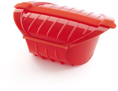 Lékué Estuche Vapor hondo, silicona platino Rojo, 3-4 personas