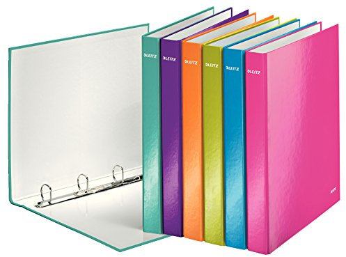 Leitz WOW – 10 Stück – Ordner 4 D-Ringe, Durchmesser 25 mm, Karton – sortiert