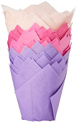 Scrumptious Sprinkles - Confezione da 50 pirottini per muffin a forma di tulipano, in legno, 21 x 11 x 11 cm, colore: Rosa