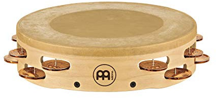 Meinl Percussion Artisan Headed Tambourine - 2-reihiges Tamburin - Mit Kalbsfell - Durchmesser 10 Zoll - Ahorn / Bronze, Natur (AE-MTAH2BO)