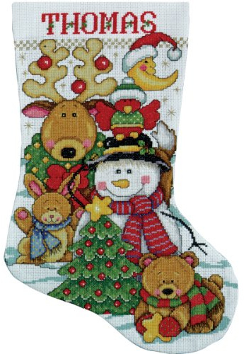 Design Works Crafts Kreuzstich Stickpackung Weihnachtsstrumpf Neue Freunde Finden, Zählmuster