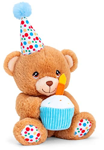 Lashuma Plüschtier Bär, Pipp The Bear Happy Birthday, Teddy mit Kuchen und Kerze, Kuscheltier Plüschbär 15 cm