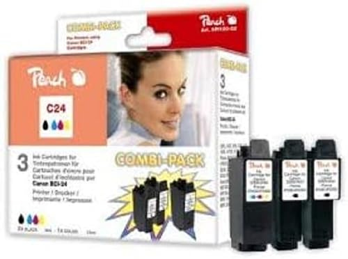 Peach C21/24 Spar Pack Druckerpatronen (2xBK, C) ersetzt Canon BCI-21, BCI-24 für z.B. Canon BJS 330, Canon I 250, Canon I 255, Canon I 320, Canon I 350, Canon I 355, Canon I 450, Canon I 450 D