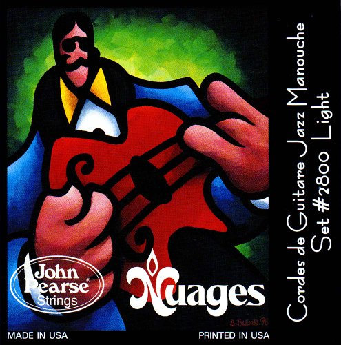 John Pearse Strings® 2800L Nuages Jeu de Cordes pour Guitare Acoustiques de Maccaferri®/Selmer® Style - Silvered Copper Wound/Silk Wrapped - Light Gauge 010/045