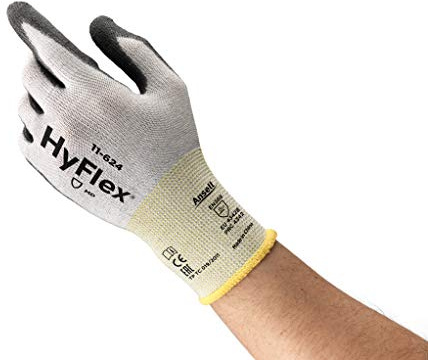 Ansell HyFlex 11-624 Arbeitshandschuhe aus Dyneema, Hoher Schnittschutz und Ausgezeichnete Flexibilität, PU-Beschichtung für Sicheren Griff, Waschbar, Größe 6/XS (12 Paires)