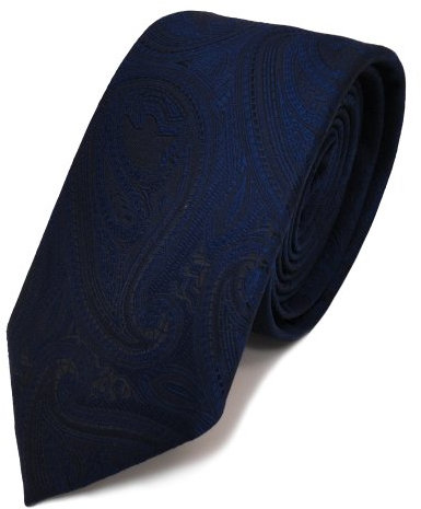 TigerTie schmale Designer Krawatte dunkelblau marine schwarz paisley Muster