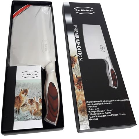 Chinesisches Kochmesser - Qualitätsprodukt von Dr. Richter (Klingenlänge: 17,5 cm, Edelstahl)