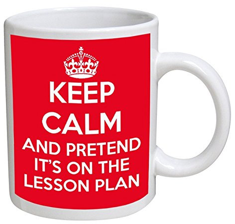 Keep Calm and pretend it's on the lesson plan Mug | Secret Santa Mug | Christmas Xmas | Naughty Swearing Rude Novelty Joke Funny | Tea Coffee | Work Shop Office | Under 10 Pounds Ideas | by Ellis Graphix (TM)