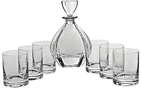 CRISTALICA Whisky Geschenkset Laguna 7-TLG Bleikristall 1 Karaffe + 6 Gläser transparent