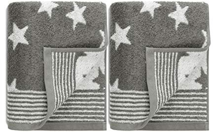 Dyckhoff Doppelpack zum Sparpreis - Frottiertücher aus dem Hause Handtuch oder Duschtuch - Elegantes Streifendesign kombiniert mit Sternen - geprüfte Qualität, Handtuch [50 x 100 cm], grau