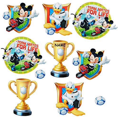 alles-meine.de GmbH 10 TLG. Set Wandtattoo/Sticker - Mickey Maus - Fußball - incl. Name - Wandsticker - Aufkleber für Kinderzimmer - selbstklebend + wiederverwendbar - Do..
