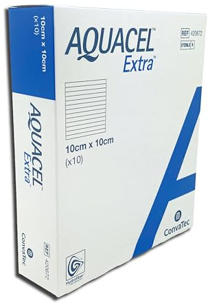 Aquacel 420672 förband, extra, 10 cm x 10 cm (förpackning med 10)