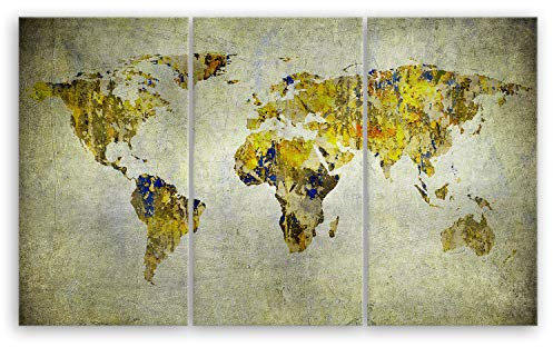 'ge-bildet ® Cadre sur toile avec le rabais été Carte du monde rétro en Deco époque abstrait 2202 à 165 x 100 cm 3 parti G