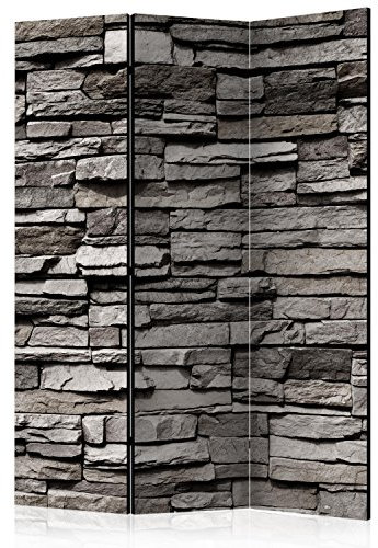 murando Raumteiler Stein-Optik Foto Paravent 135x172 cm beidseitig auf Vlies-Leinwand Bedruckt Trennwand Spanische Wand Sichtschutz Raumtrenner grau f-B-0020-z-b