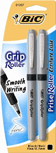 BIC Grip Roller Tintenroller, feine Spitze, 0,7 mm, 2 Stück
