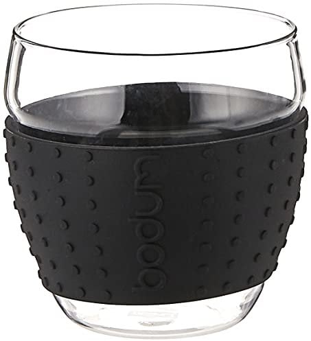 Bodum Pavina Set of 2 Glass Mugs, 0.35L, 12oz, Black