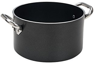 Pentole Agnelli ALSA2104SS32 Alblack B-Crist Cm32 Casseruola Alta con Due Maniglie, Alluminio, Nero, 32 cm