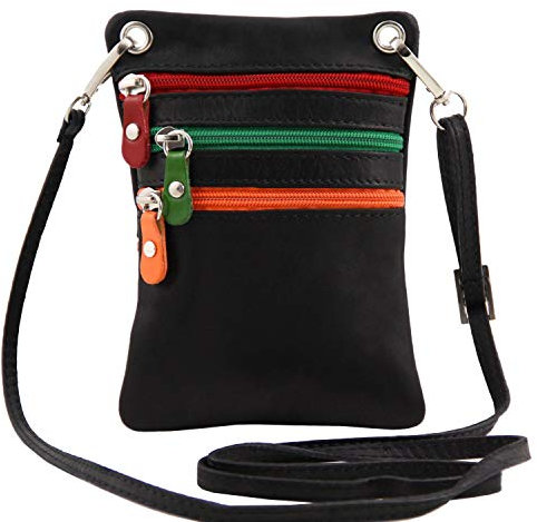 Tuscany Leather TLBag Mini Schultertasche aus weichem Leder Schwarz