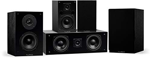 Fluance Elite High Definition Compact Surround Sound Home Theater 5.0 Channel Speaker System including 2-Way Bookshelf, Center Channel and Rear Surround Speakers - Black Ash (SX50BC)