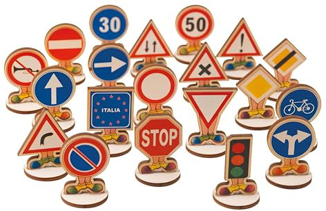 Dida - Jouet signaux de Circulation - 20 Panneaux Routiers en Bois