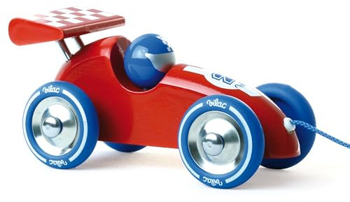 Vilac - Voiture de course rouge et bleue à traîner - Jouet 1er âge - A partir de 12 mois - 2309R