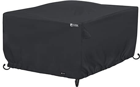 Classic Accessories Abdeckung für viereckige Feuerschalen, reißfestes Material, mit Belüftungsöffnungen, Schutz vor Schmutz, Wind, Wasser, Regen & Sonne, Schwarz (107cm Seitenlänge, LARGE)