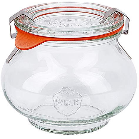 6x WECK-Schmuckglas 220ml mit Gummiring und 2 Klammern