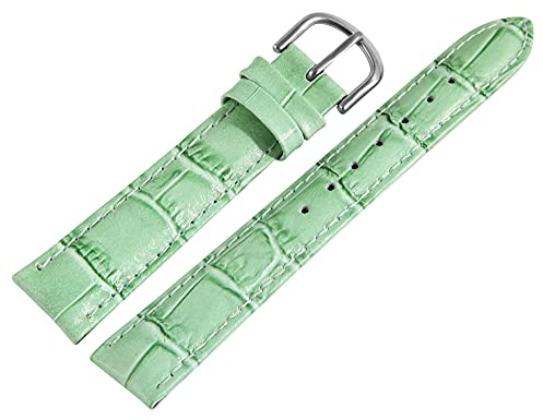 Excellanc-Uhrenarmband Ersatz Echt Leder Stegbreite 12-20 mm Dornschließe (Stgebreite: 12 mm, grün)