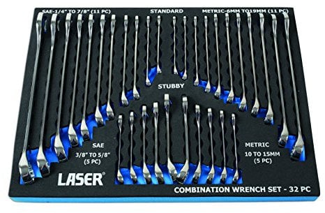 Laser 6795 AF/Metric Combination Spanner Set 32pc, Silver