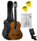 Navarrez NV15PK Starter Set Guitarra clásica marrón 1/2, bolsa/Gig Bag, libro con CD, afinador (tuner),2 púas
