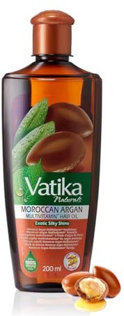 Vatika Naturals Argan Enriched Hair Oil - 200ml | Multivitamin A, E & F | Brilliant Shines, Non-Greasy Formula | For Moisture Soft Hair