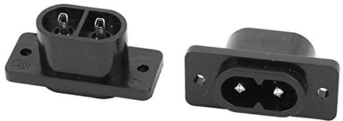 sourcing map 2pcs AC 250V 2.5A IEC320 C8 Mâle Entrée Puissance Prise Connecteur Adaptateur Noir