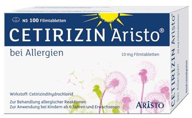 Cetirizin Aristo bei Allergien 10mg 100 Tabletten – Antiallergikum zur Linderung von Heuschnupfen, Nesselsucht & chronischem Schnupfen – Wirksam & gut verträglich – Für Erwachsene & Kinder ab 6 Jahren