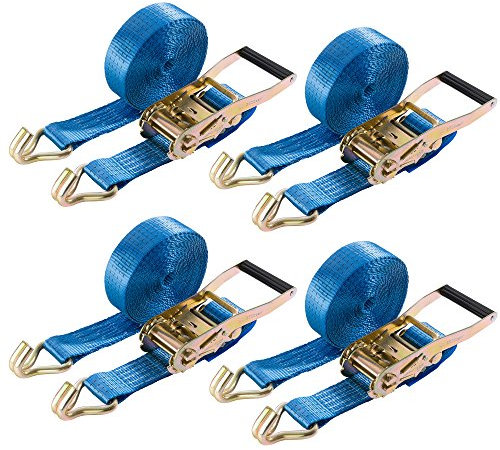 AREBOS Cinchos para manipulación de Material | Pulpos para bacas de vehículos | Correas de Amarre de trinquete Arebos 8 m | 4000 kg | EN 12195-2 | 4er